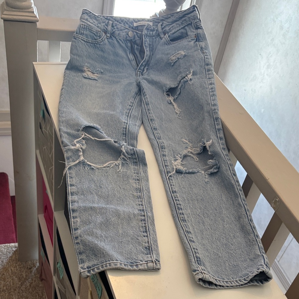 PacSun Light Blue Ripped Mom Jeans